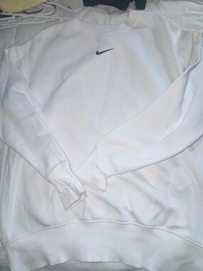 Nike White Sweatshirt with Black Swoosh